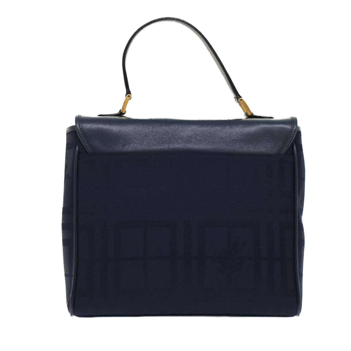 Burberrys Nova Check Hand Bag Nylon Leather Blue Auth yk7428 - 0