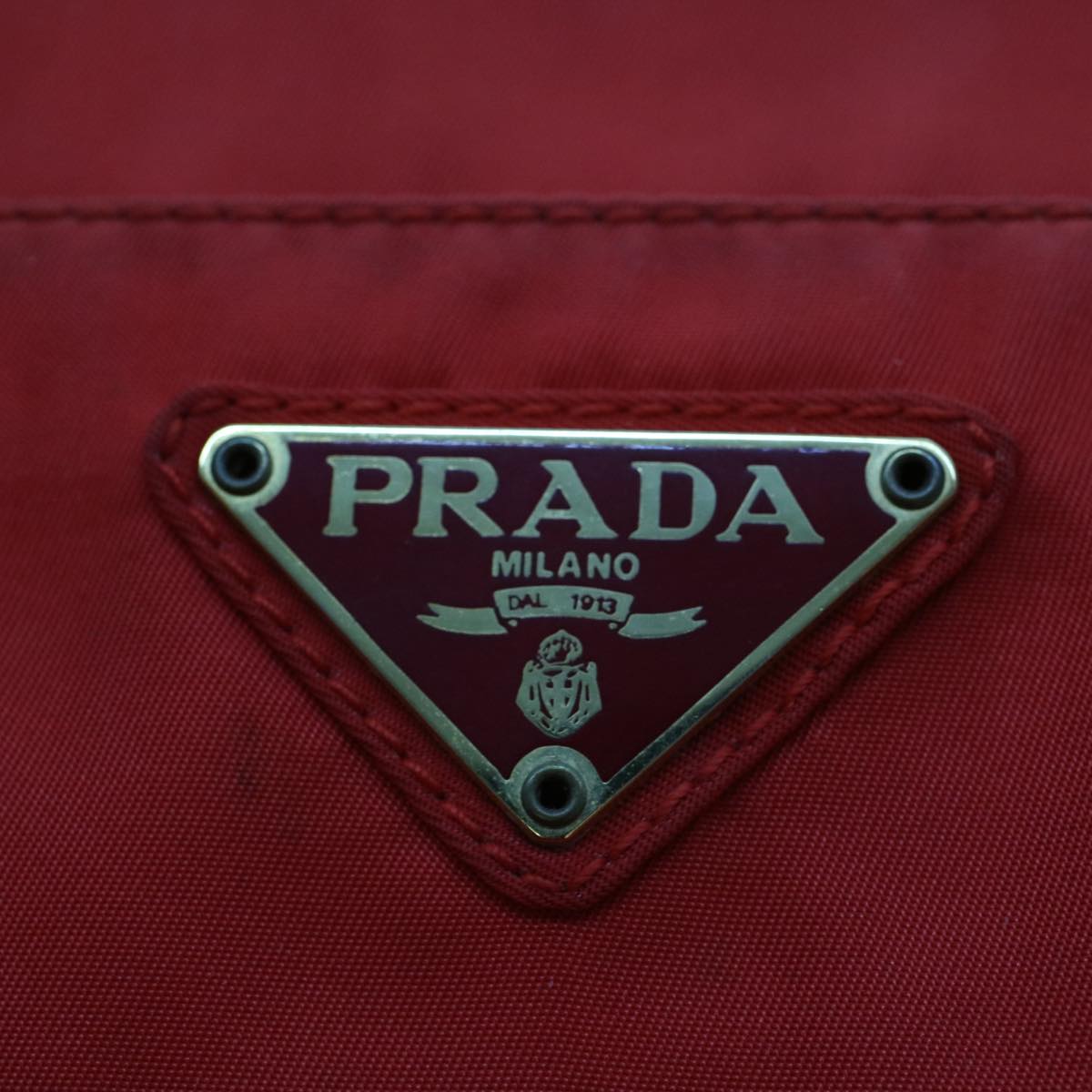 PRADA Hand Bag Nylon Red Auth yk7429