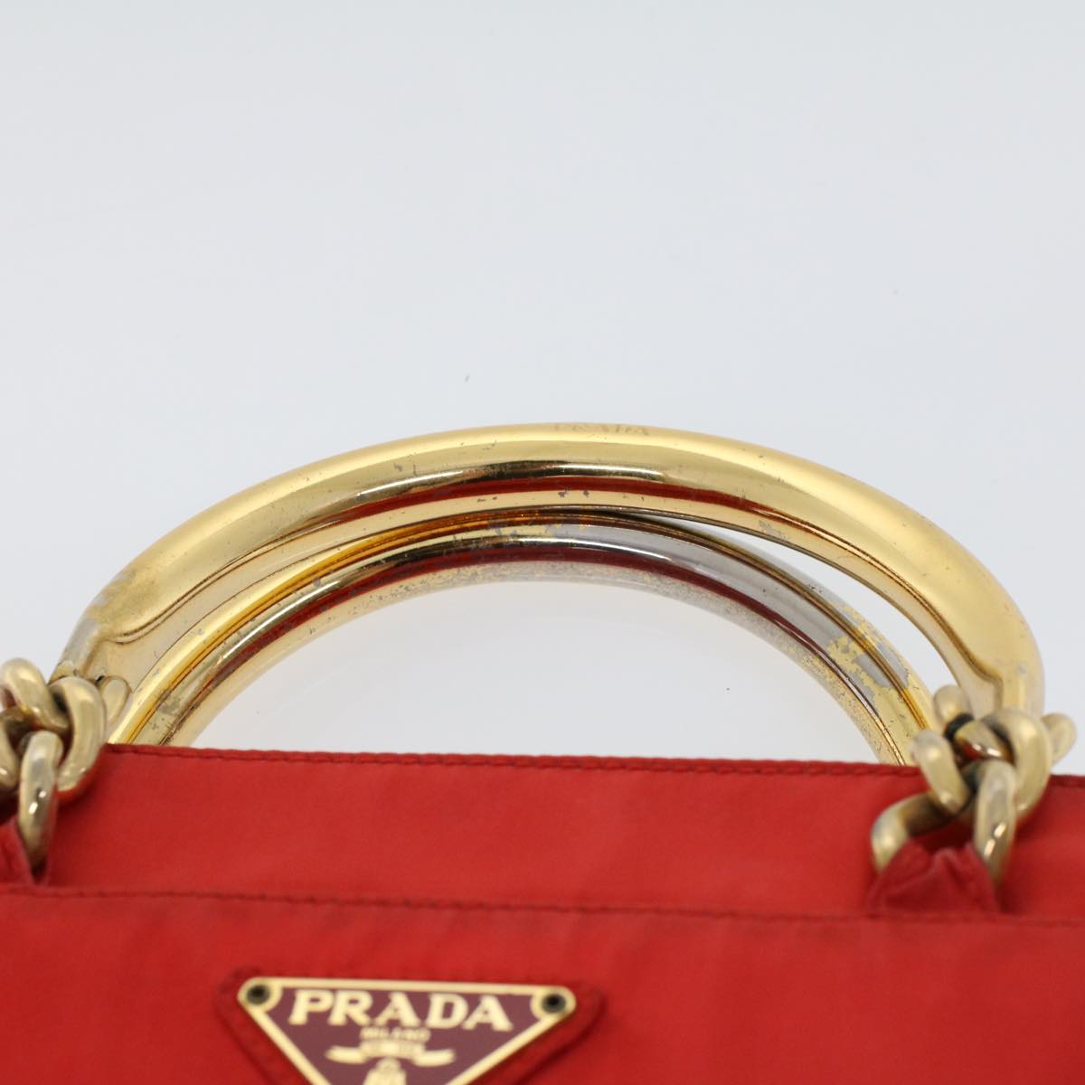 PRADA Hand Bag Nylon Red Auth yk7429