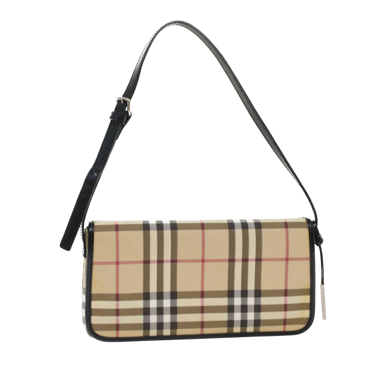 BURBERRY Nova Check Shoulder Bag PVC Leather Beige Auth yk7436