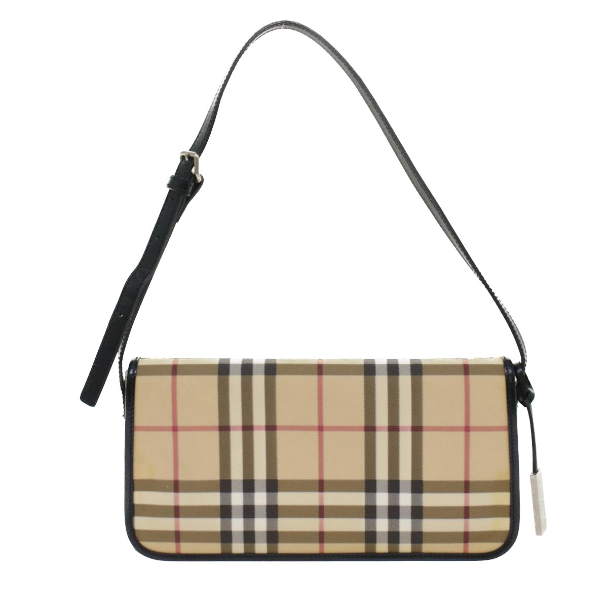 BURBERRY Nova Check Shoulder Bag PVC Leather Beige Auth yk7436