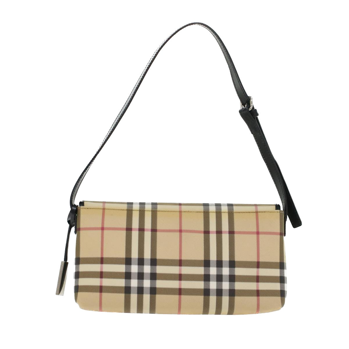 BURBERRY Nova Check Shoulder Bag PVC Leather Beige Auth yk7436