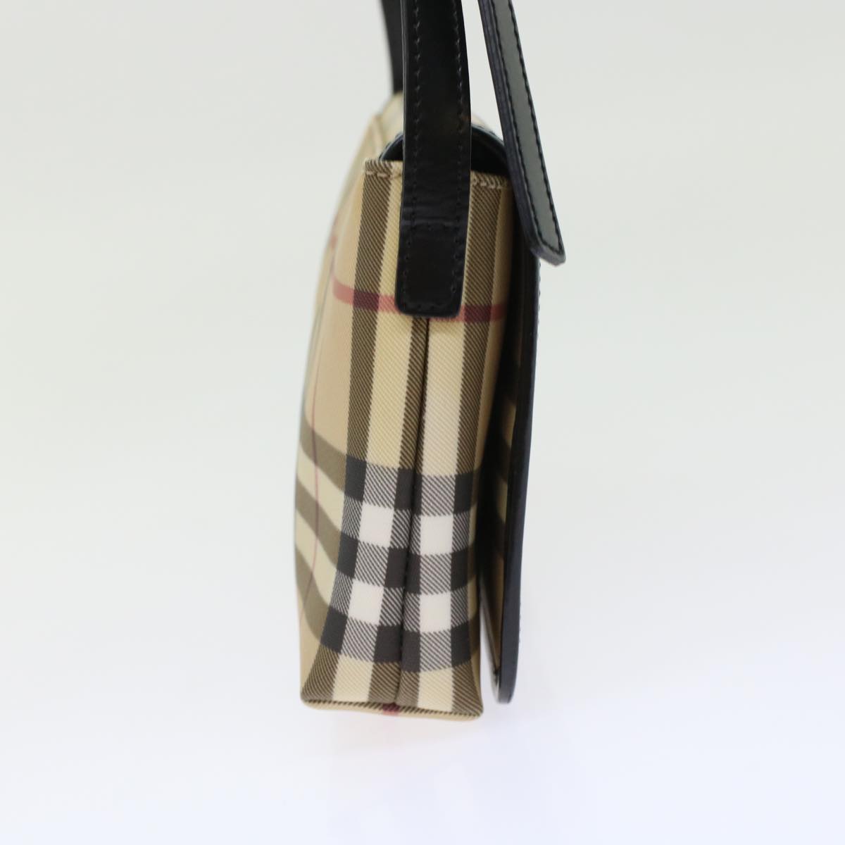 BURBERRY Nova Check Shoulder Bag PVC Leather Beige Auth yk7436