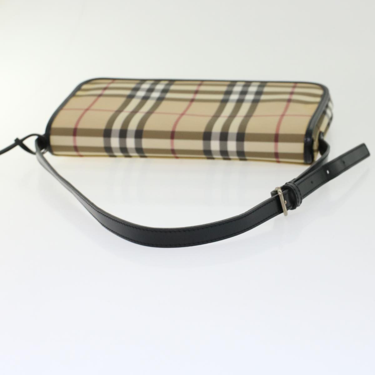 BURBERRY Nova Check Shoulder Bag PVC Leather Beige Auth yk7436