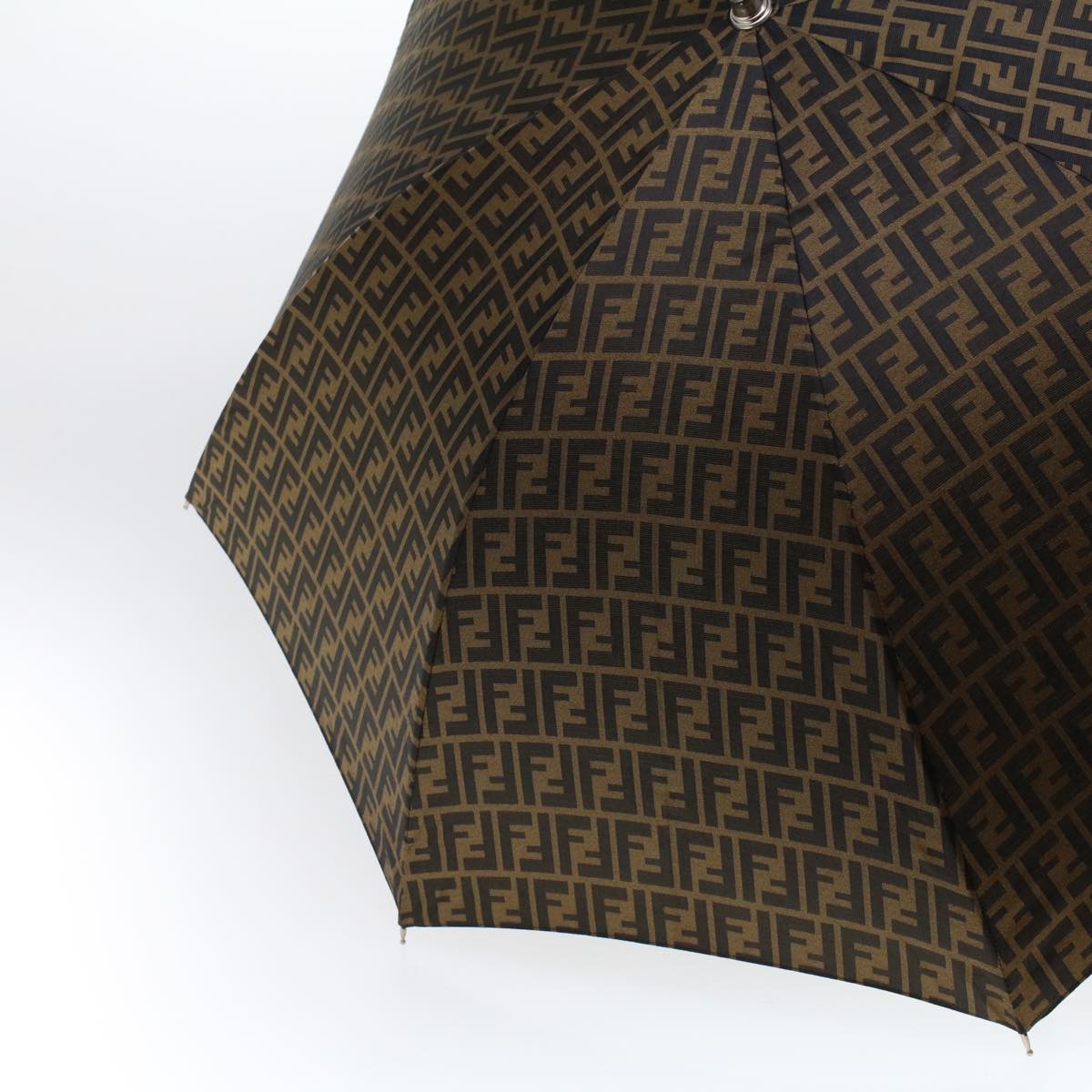 FENDI Zucca Canvas Umbrella Nylon Brown Black Auth yk7439