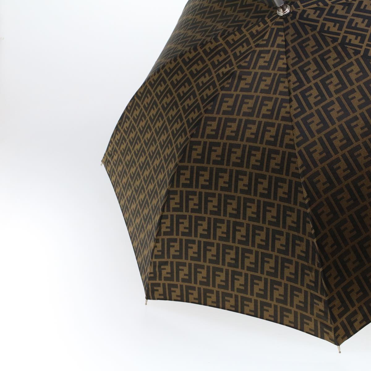 FENDI Zucca Canvas Umbrella Nylon Brown Black Auth yk7439