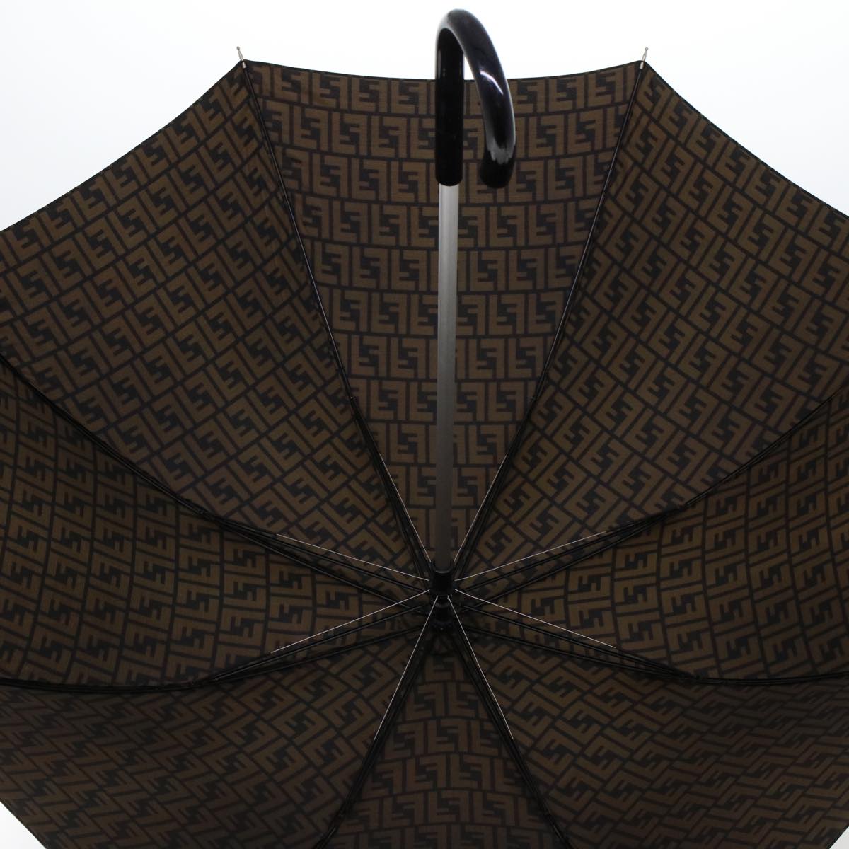 FENDI Zucca Canvas Umbrella Nylon Brown Black Auth yk7439