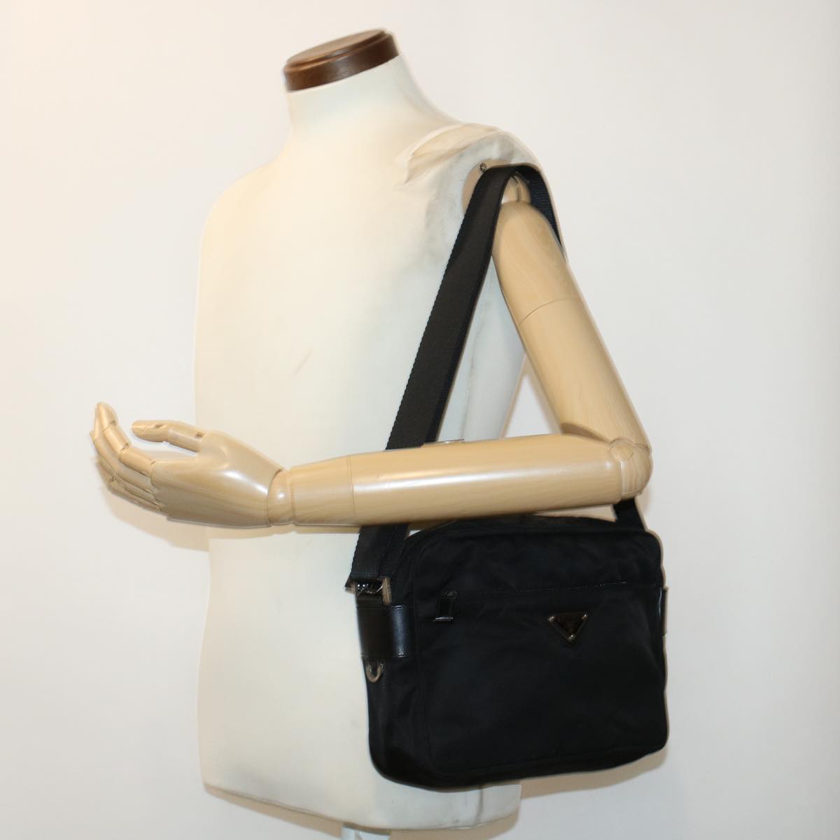 PRADA Shoulder Bag Nylon Black Auth yk7496