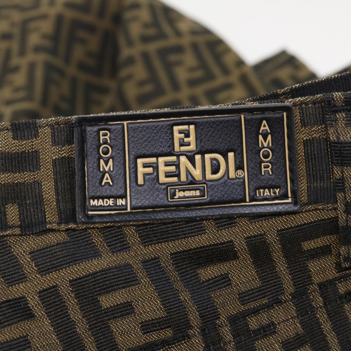 FENDI Zucca Canvas Pants S Black Brown Auth yk7500