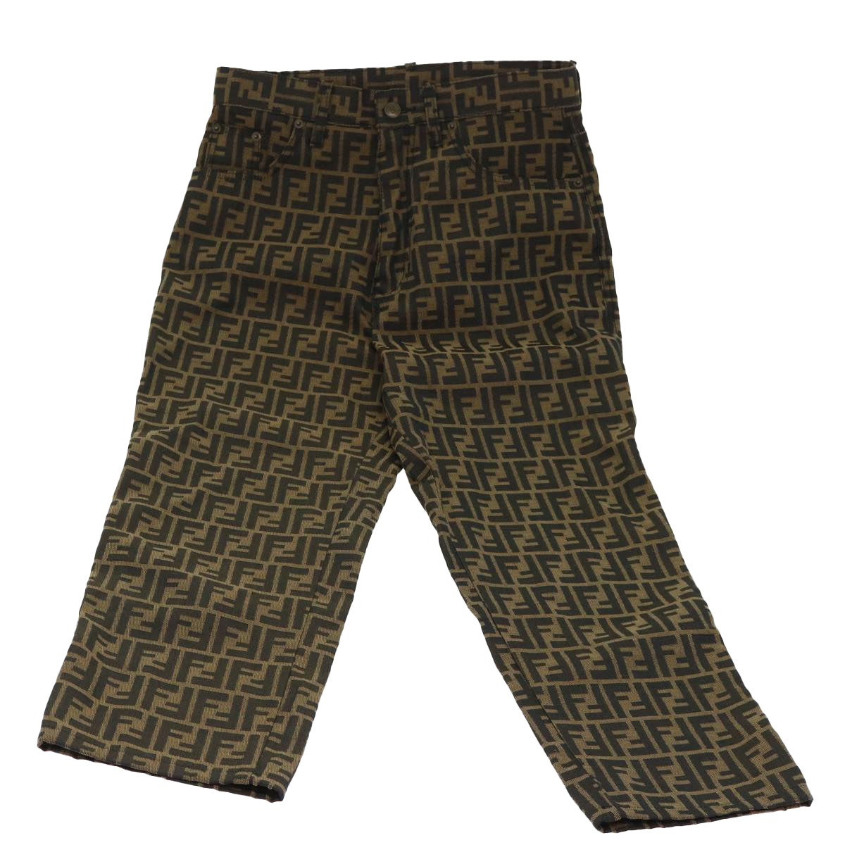 FENDI Zucca Canvas Pants S Black Brown Auth yk7500 - 0