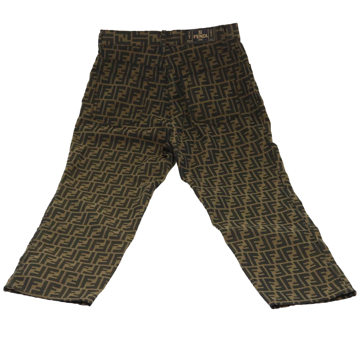 FENDI Zucca Canvas Pants S Black Brown Auth yk7500