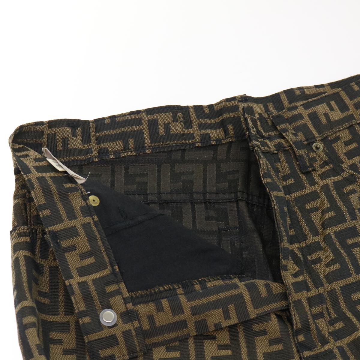 FENDI Zucca Canvas Pants S Black Brown Auth yk7500