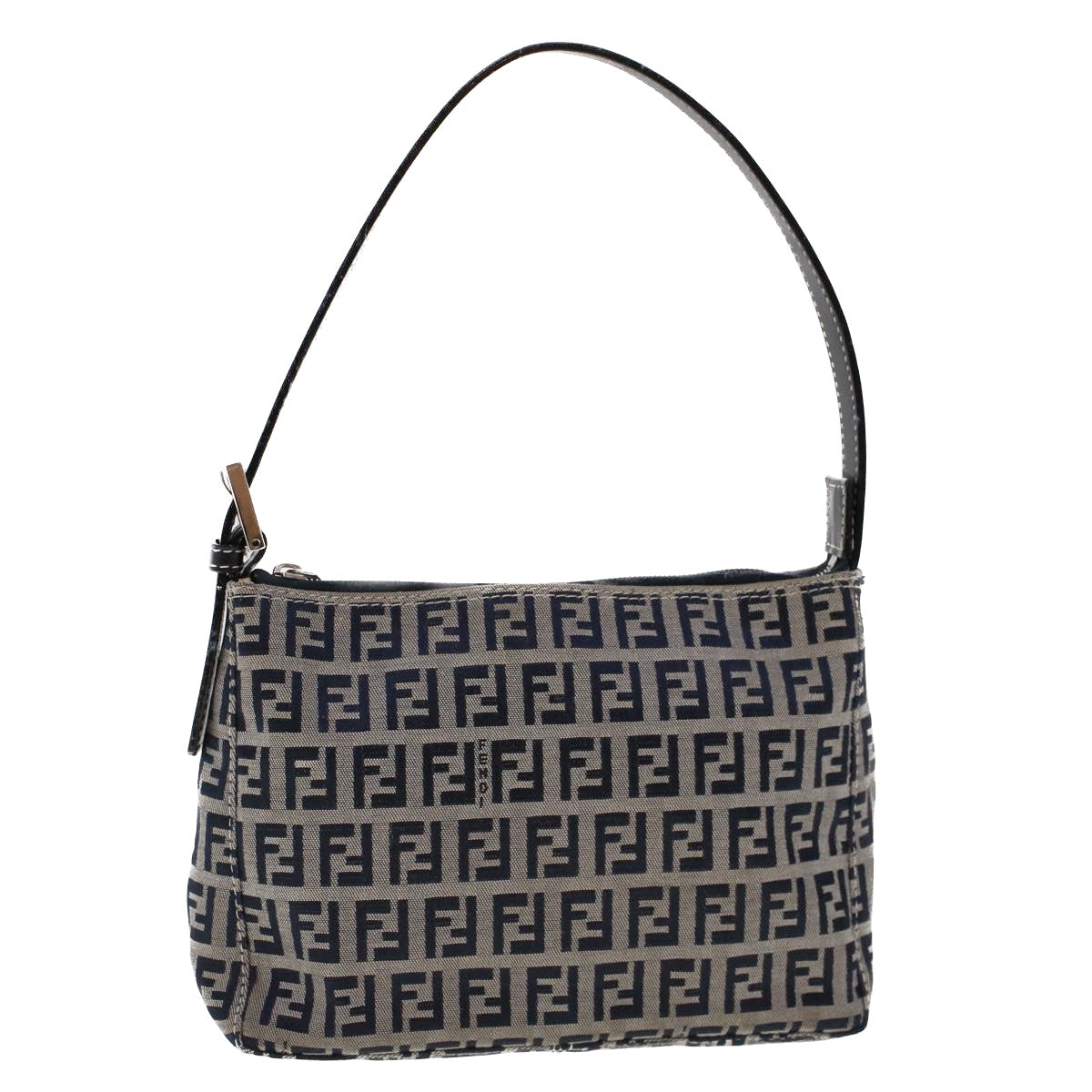 FENDI Zucchino Canvas Shoulder Bag Navy Auth yk7501