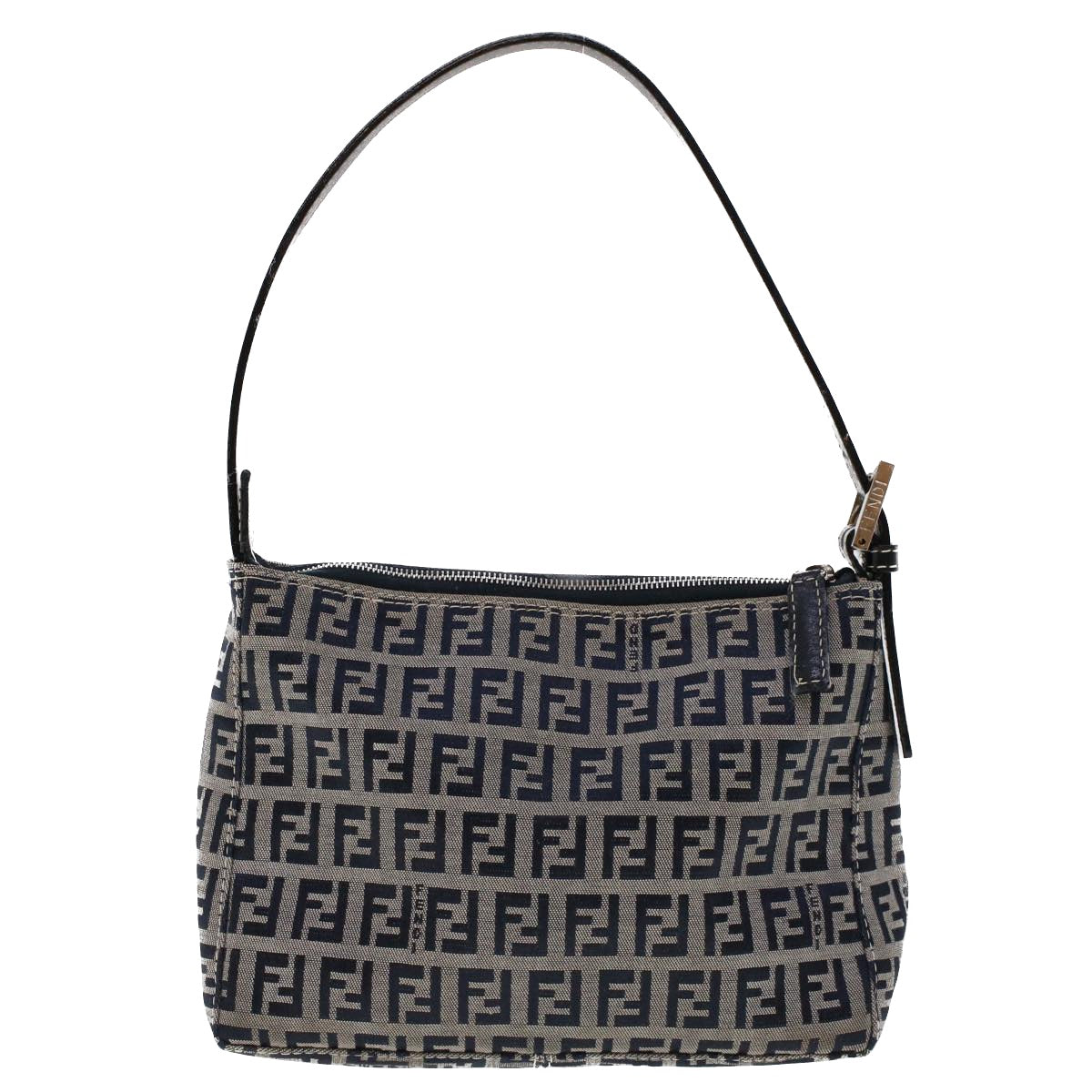 FENDI Zucchino Canvas Shoulder Bag Navy Auth yk7501 - 0