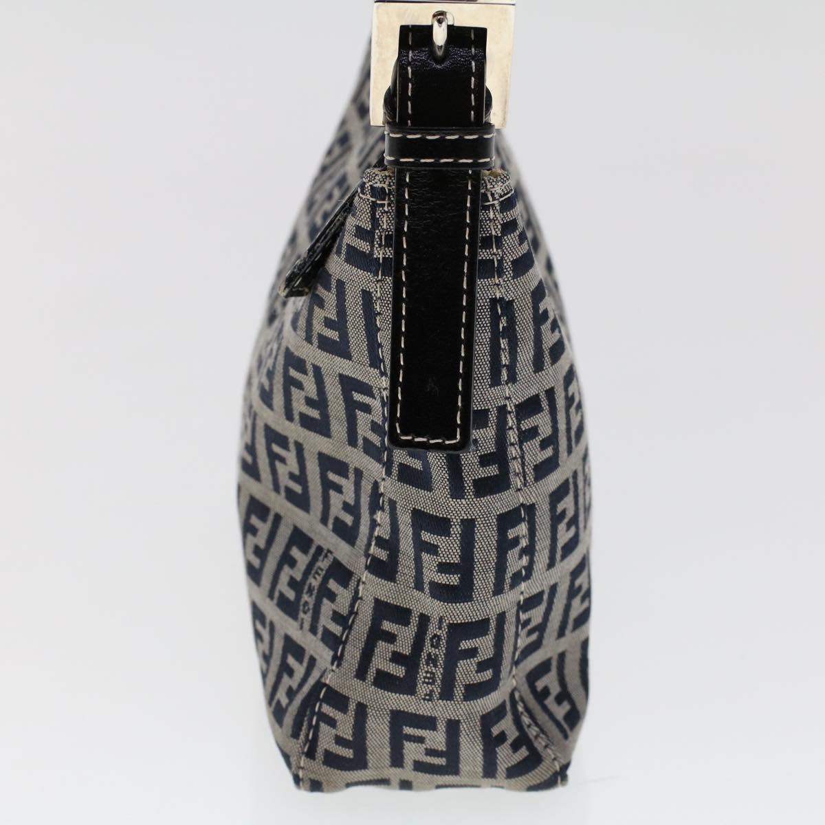 FENDI Zucchino Canvas Shoulder Bag Navy Auth yk7501