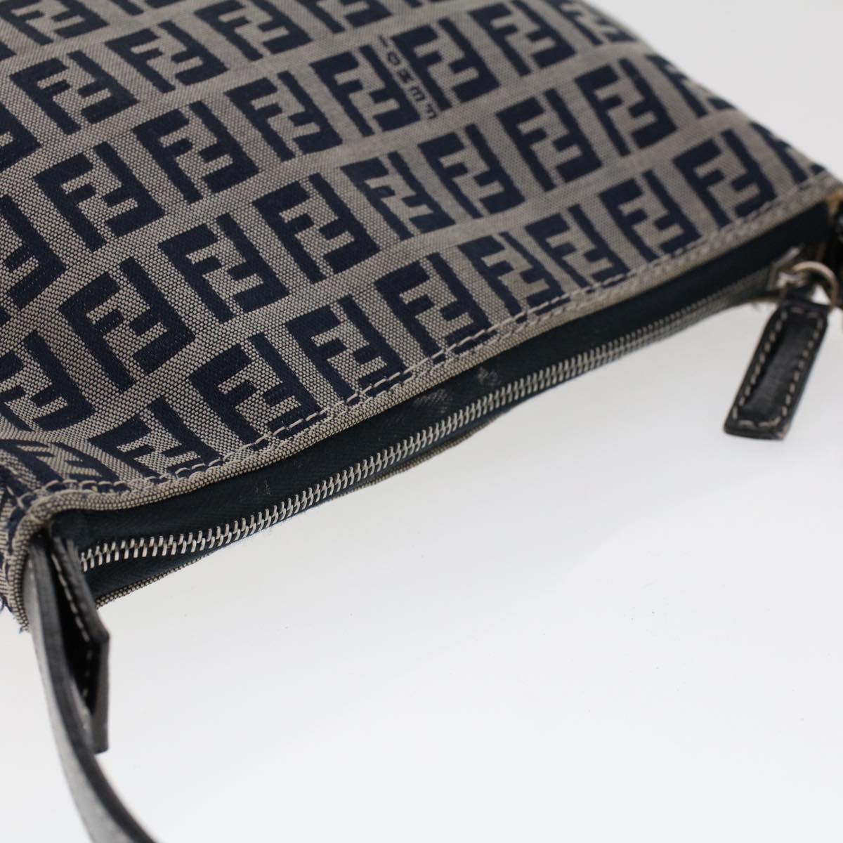 FENDI Zucchino Canvas Shoulder Bag Navy Auth yk7501