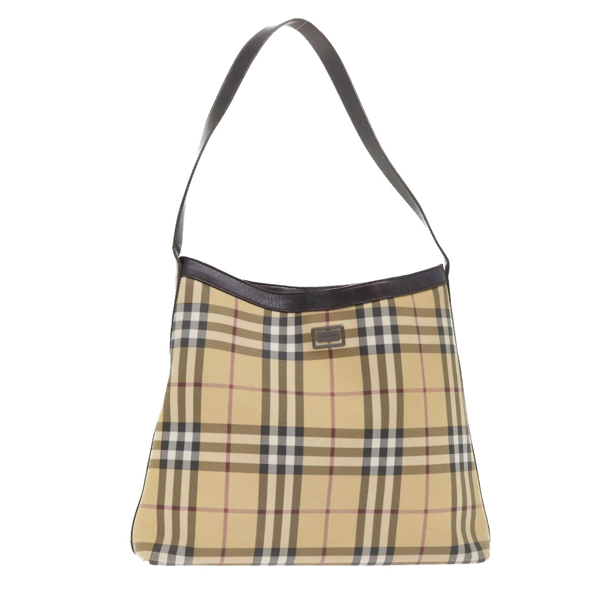 BURBERRY Nova Check Shoulder Bag Nylon Leather Beige Auth yk7507