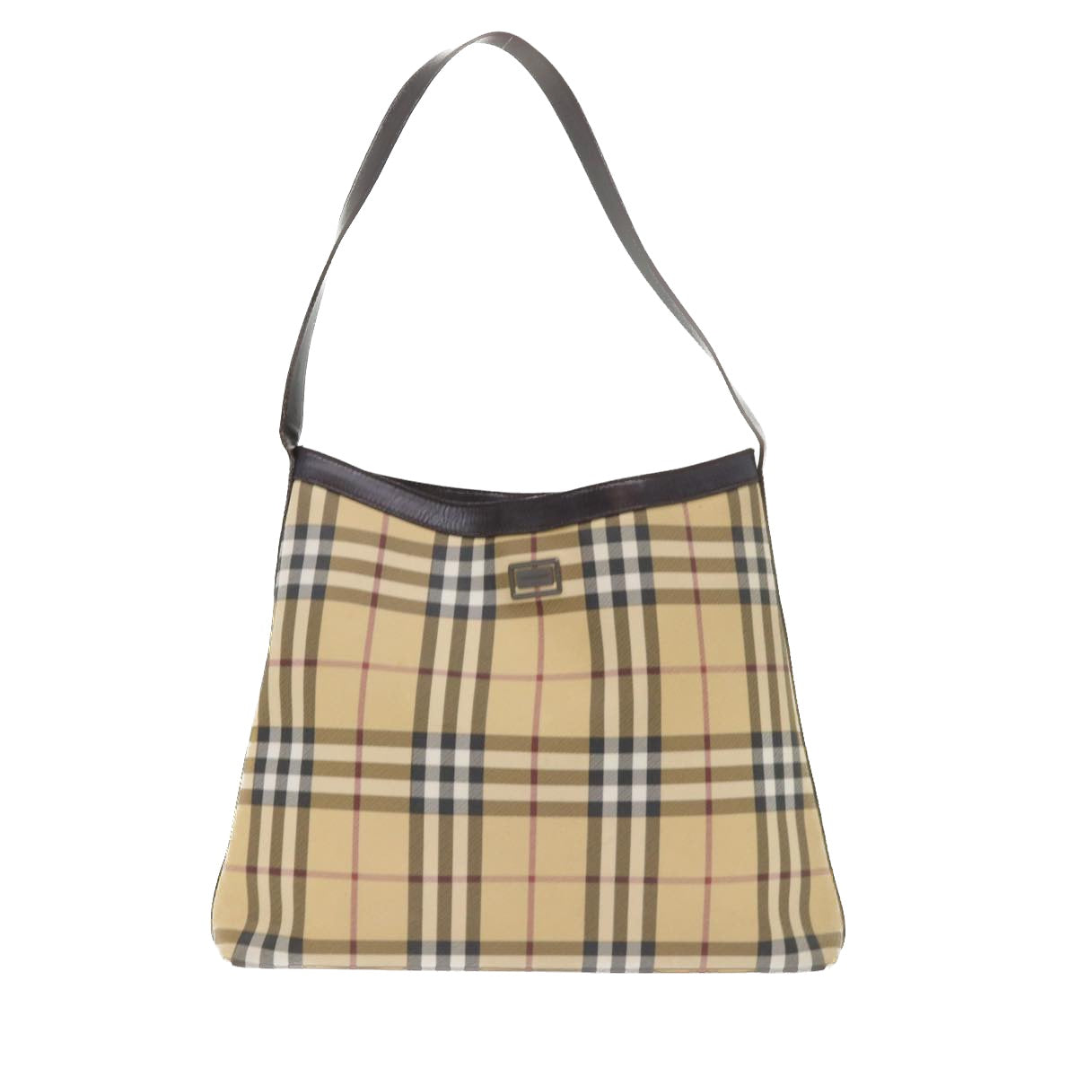 BURBERRY Nova Check Shoulder Bag Nylon Leather Beige Auth yk7507