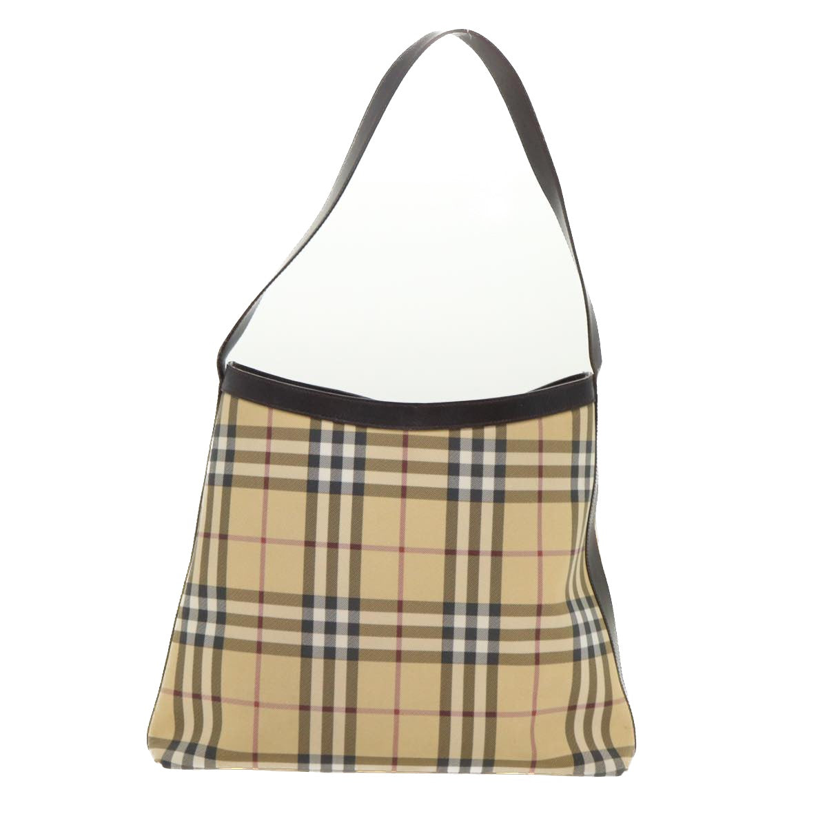 BURBERRY Nova Check Shoulder Bag Nylon Leather Beige Auth yk7507