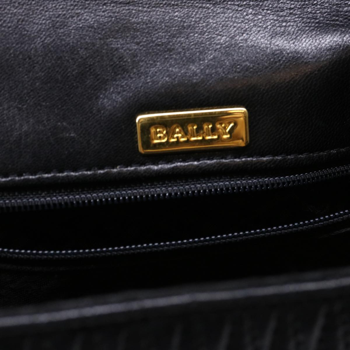 BALLY Quilted Hand Bag Leather Black Auth yk7542B