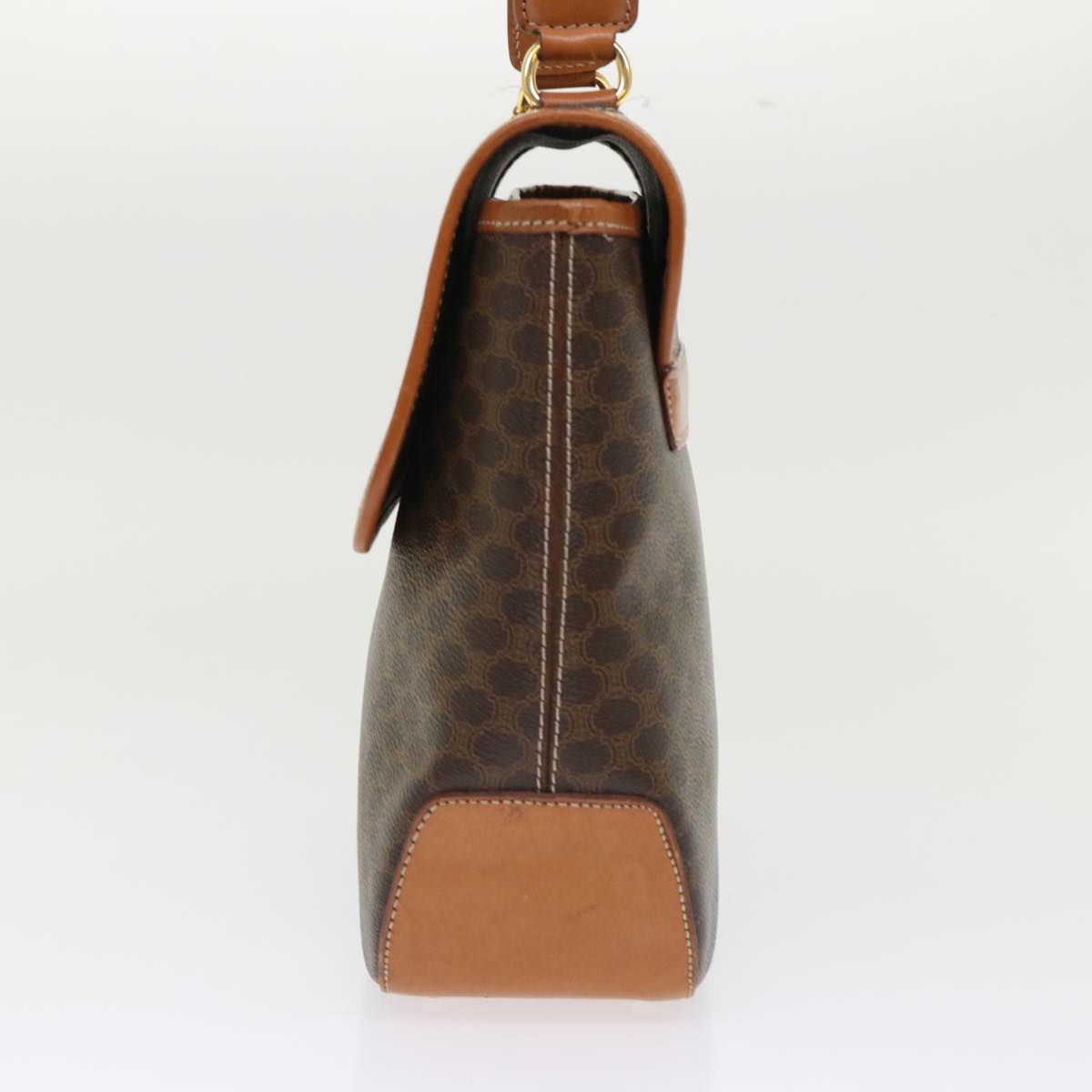 CELINE Macadam Canvas Hand Bag PVC Leather Brown Auth yk7546B