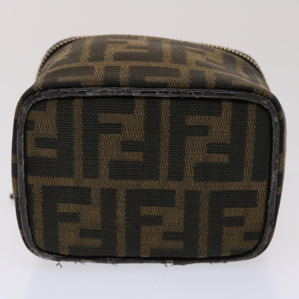 FENDI Zucca Canvas Vanity Cosmetic Pouch Black Brown 2349-26576-089 Auth yk7547B