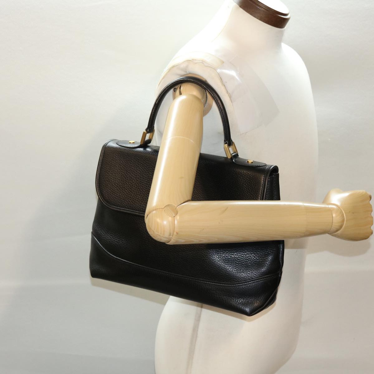 BALLY Hand Bag Leather Black Auth yk7569B