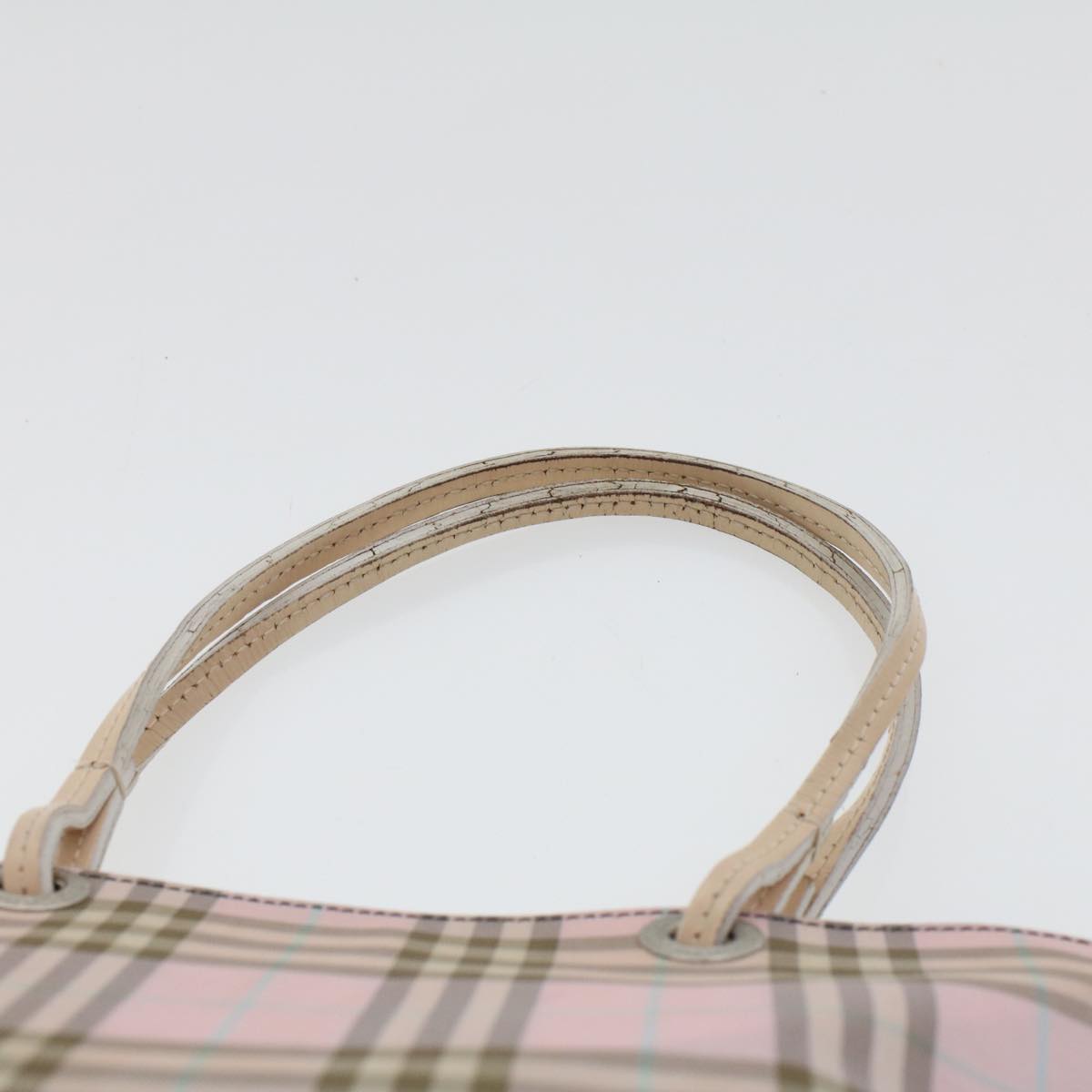 BURBERRY Nova Check Blue Label Pouch Hand Bag Nylon 2Set Pink Brown Auth yk7574B