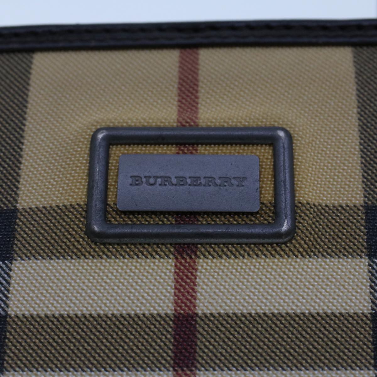 BURBERRY Nova Check Hand Bag PVC Leather Beige Auth yk7580