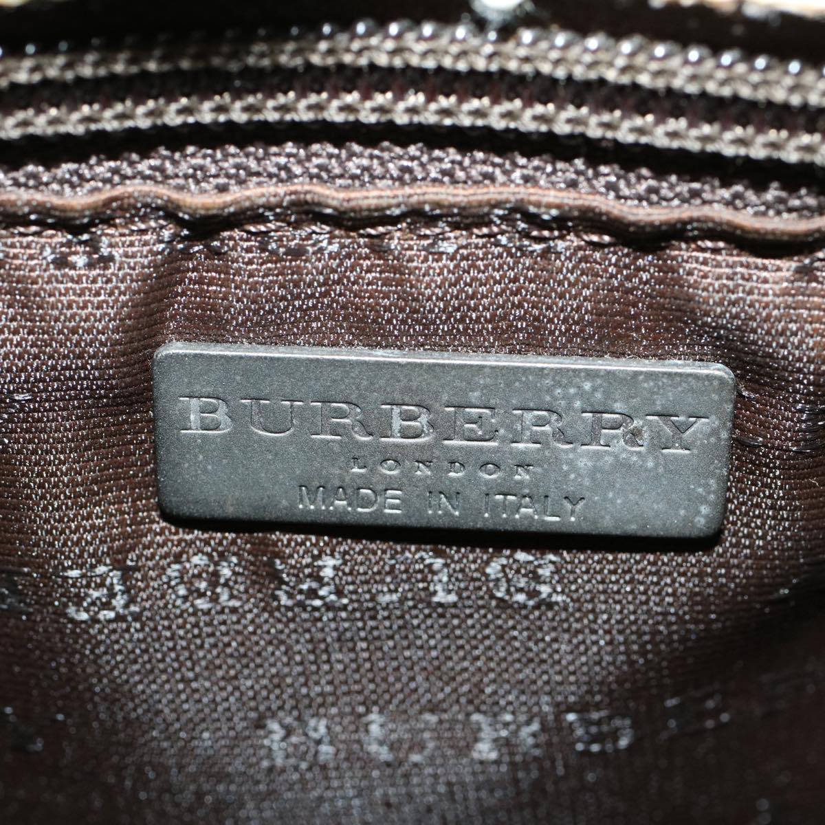 BURBERRY Nova Check Hand Bag PVC Leather Beige Auth yk7580