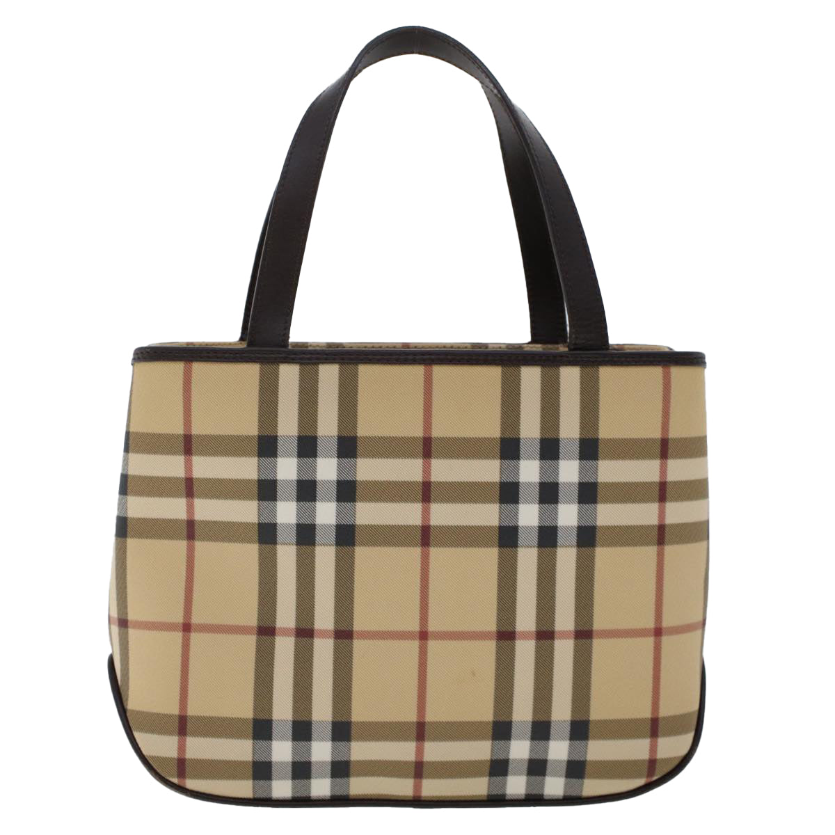 BURBERRY Nova Check Hand Bag PVC Leather Beige Auth yk7580 - 0