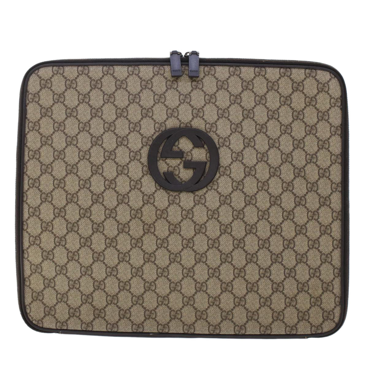 GUCCI GG Canvas Interlocking PC Case PVC Leather Beige 194297 Auth yk7586