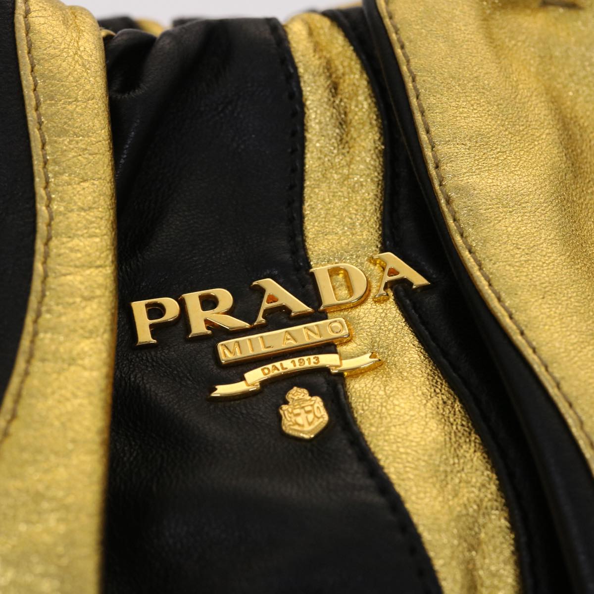 PRADA Hand Bag Nylon 2way Gold Tone Auth yk7593