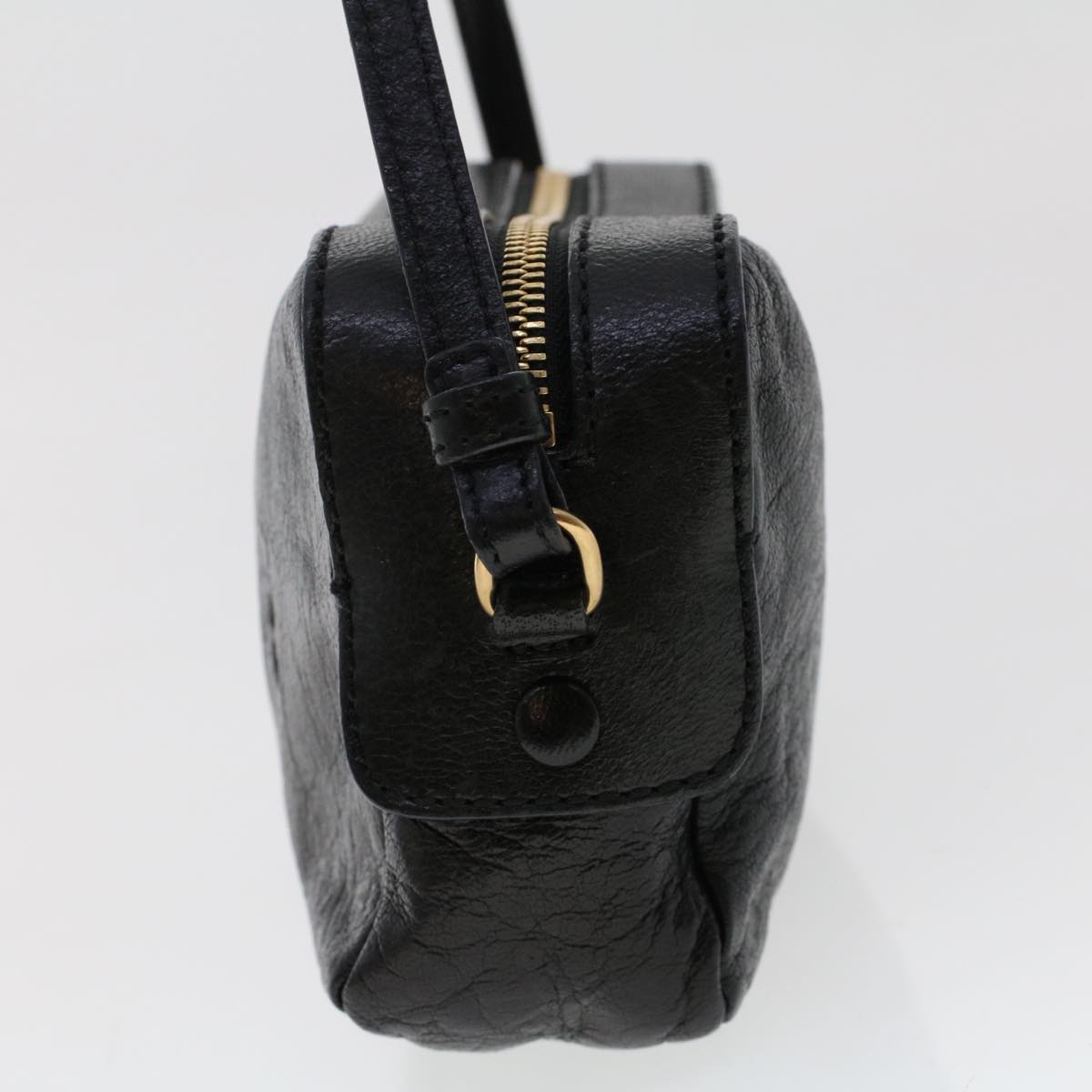 Chloe Shoulder Bag Leather Black 03-12-51-65-5955 Auth yk7634