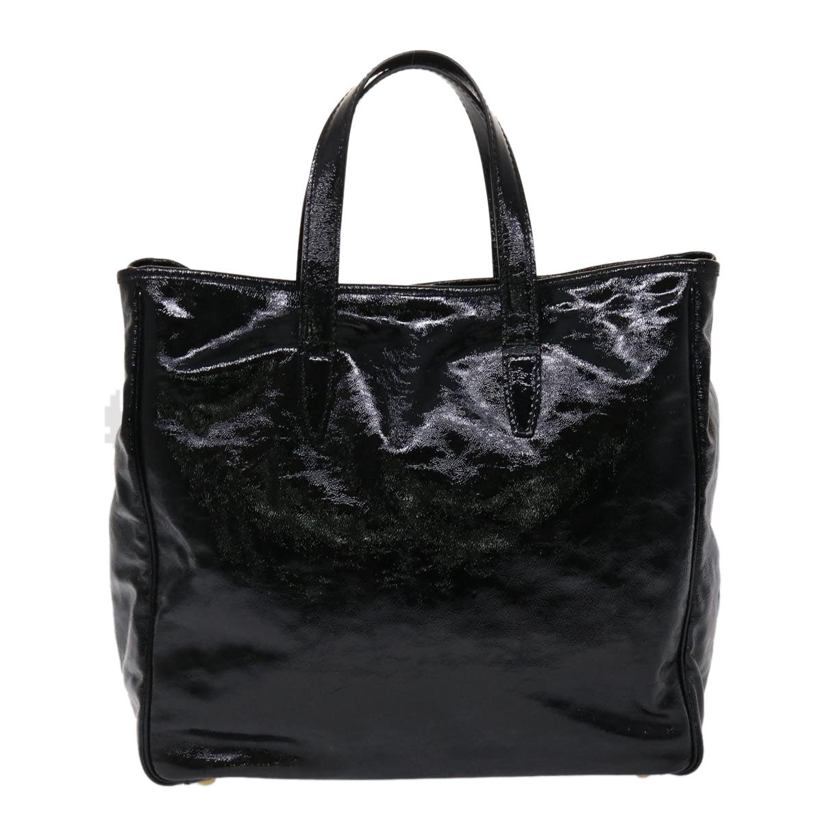 SAINT LAURENT Y Mail Tote Bag Patent leather Black 188651 Auth yk7644