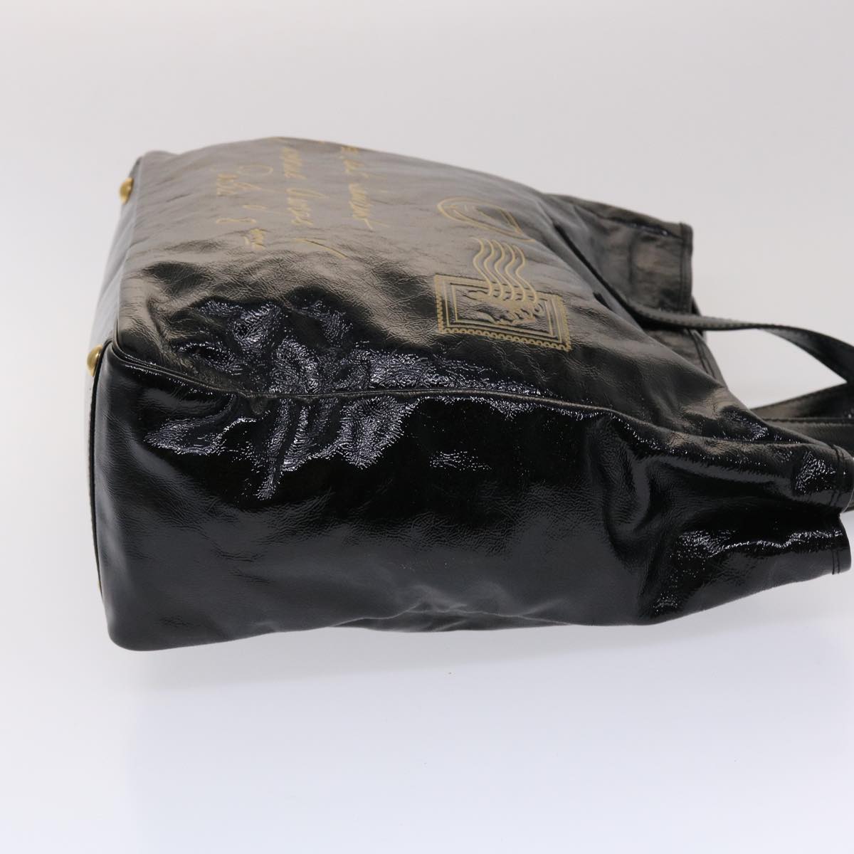 SAINT LAURENT Y Mail Tote Bag Patent leather Black 188651 Auth yk7644