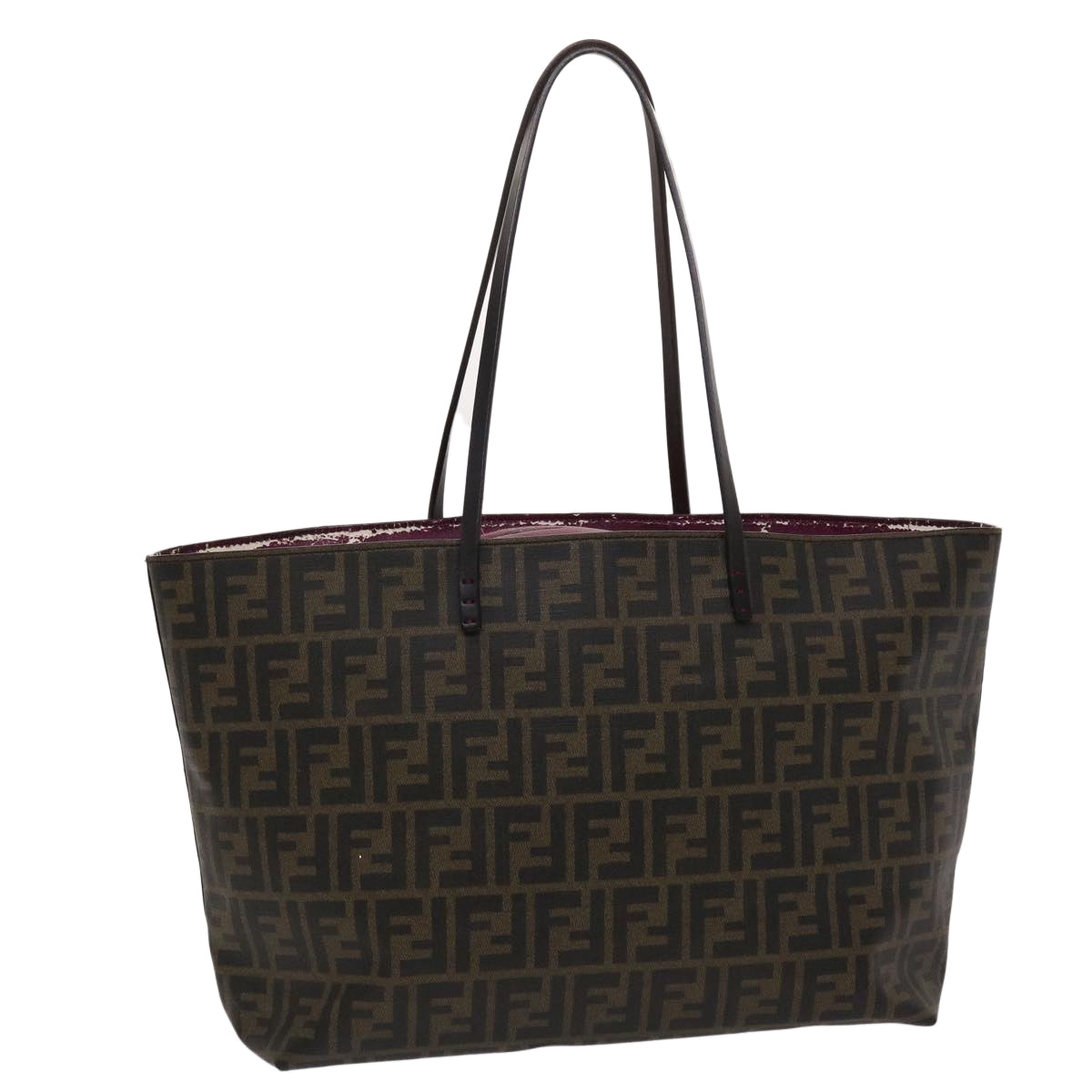 FENDI Zucca Canvas Tote Bag Black Brown Auth yk7649