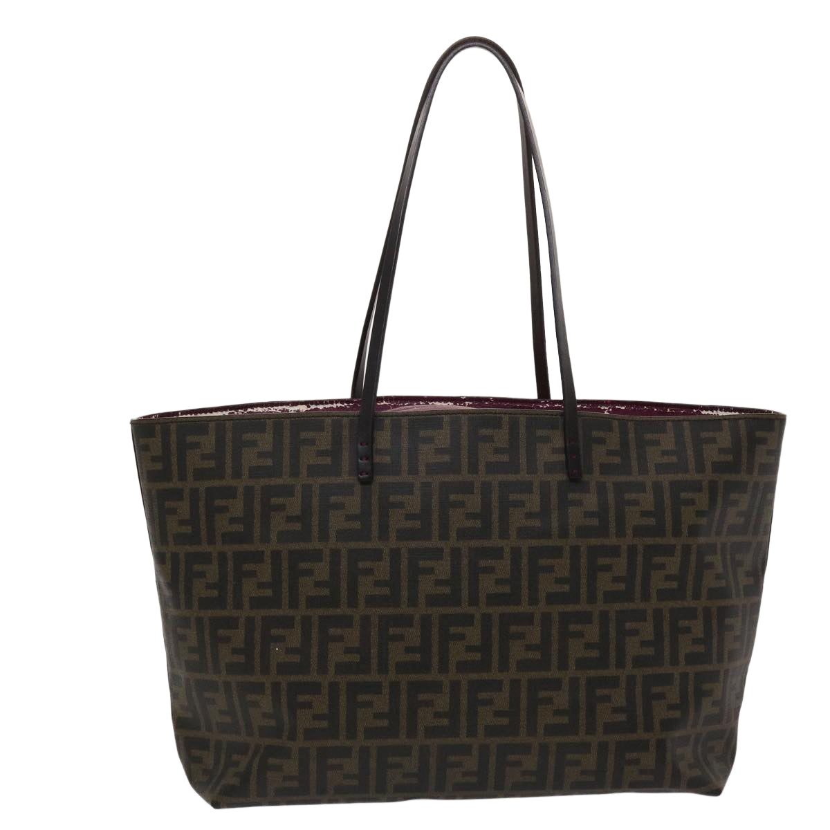 FENDI Zucca Canvas Tote Bag Black Brown Auth yk7649