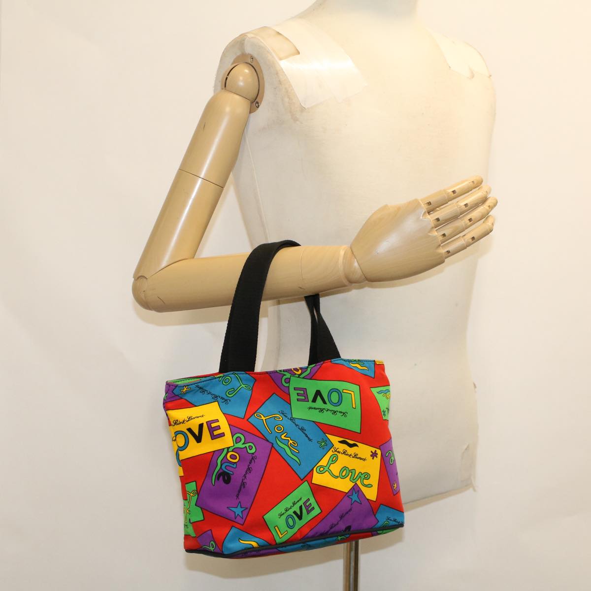 SAINT LAURENT LOVE Hand Bag Nylon Multicolor Auth yk7650