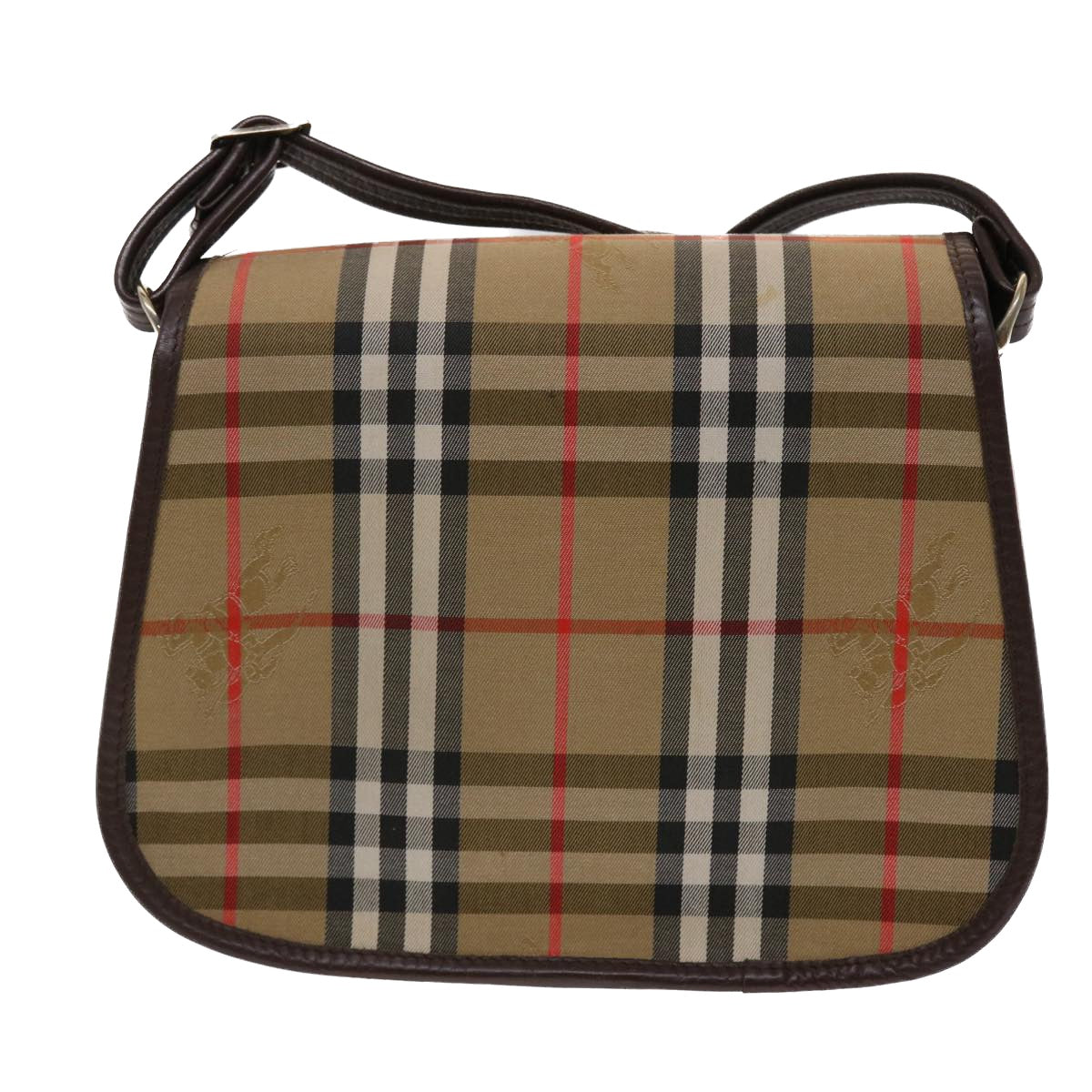 Burberrys Nova Check Shoulder Bag Canvas Brown Black Red Auth yk7657B - 0