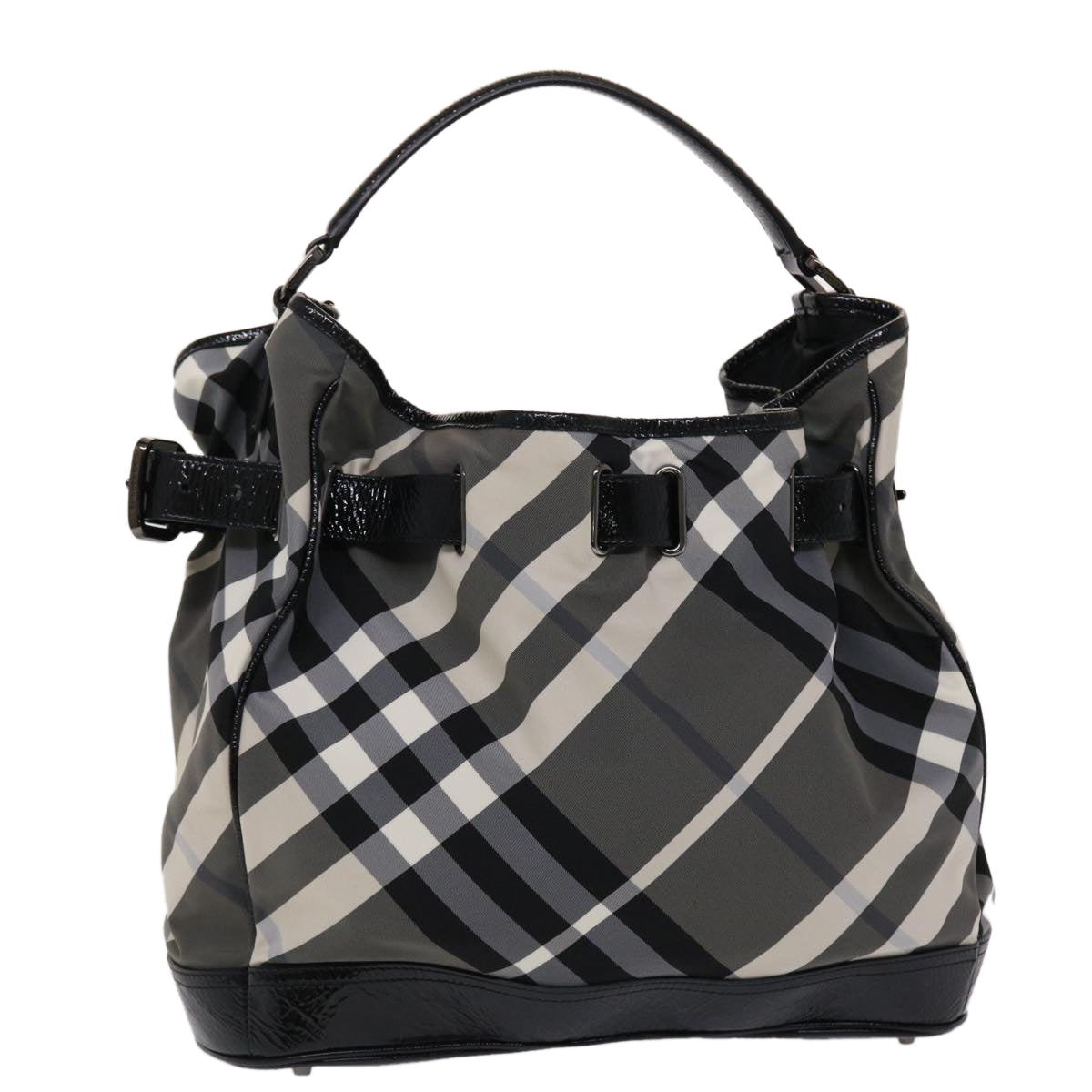 BURBERRY Nova Check Shoulder Bag Nylon Gray Black white Auth yk7658B