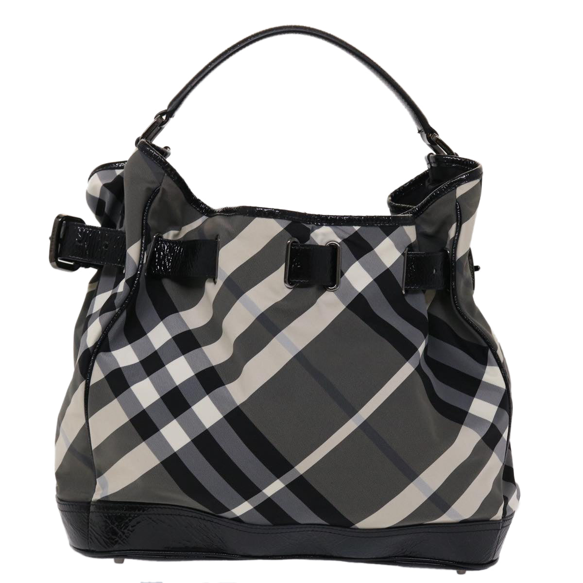 BURBERRY Nova Check Shoulder Bag Nylon Gray Black white Auth yk7658B