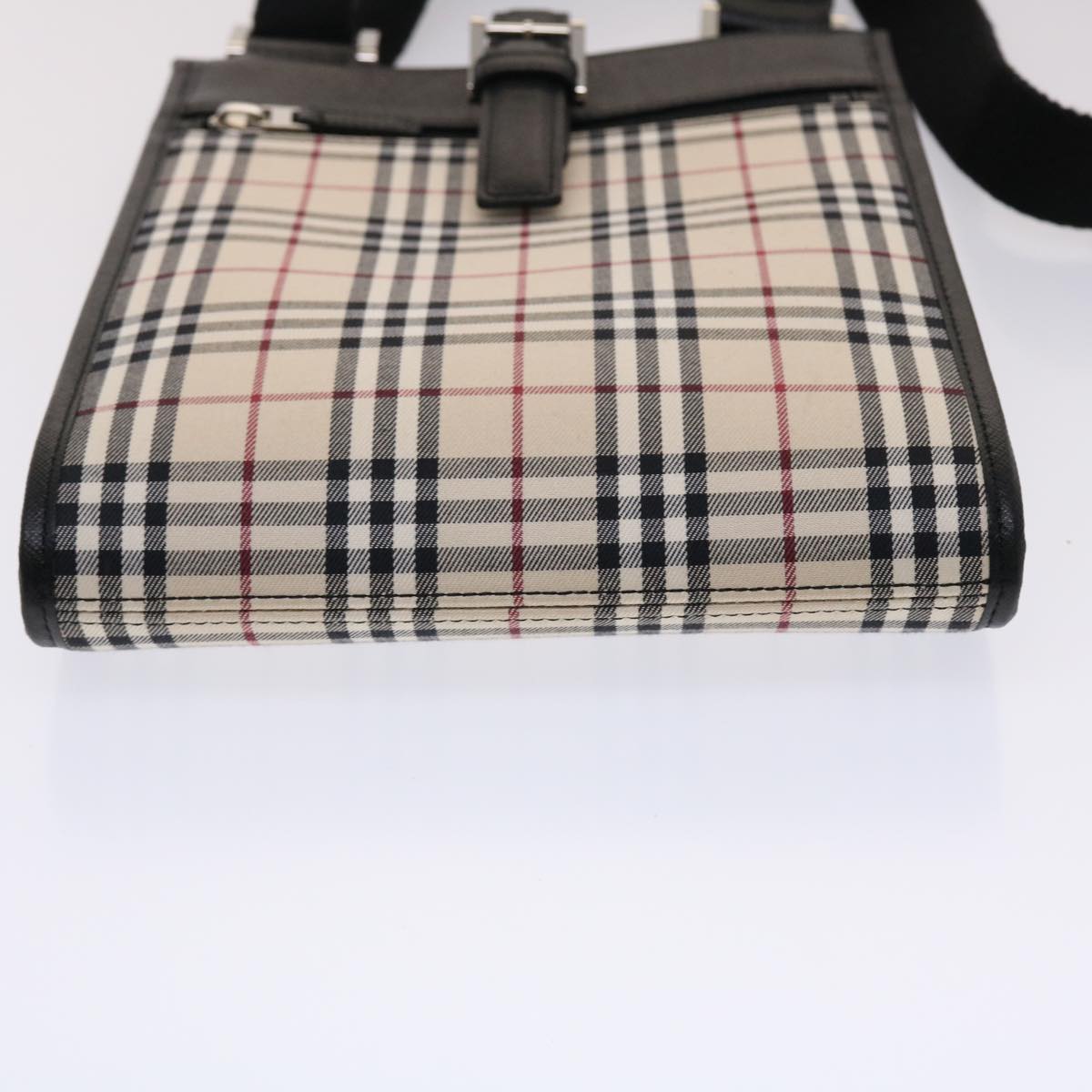 BURBERRY Nova Check Shoulder Bag Canvas Beige Black Red Auth yk7666B