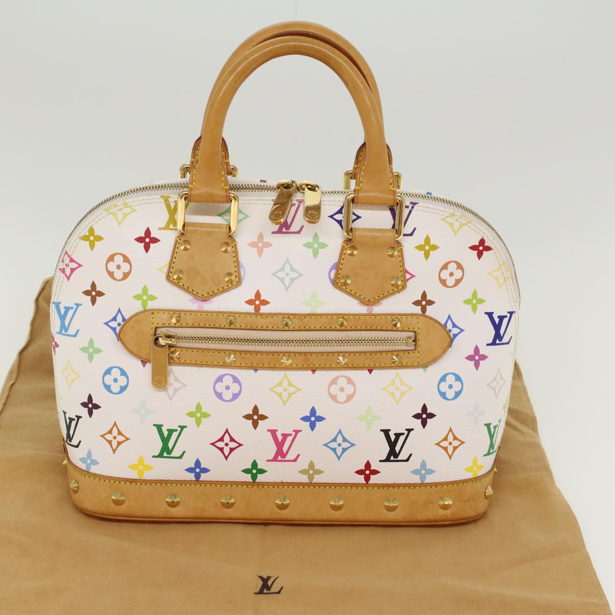 LOUIS VUITTON Monogram Multicolor Alma Hand Bag White M92647 LV Auth yk7673B