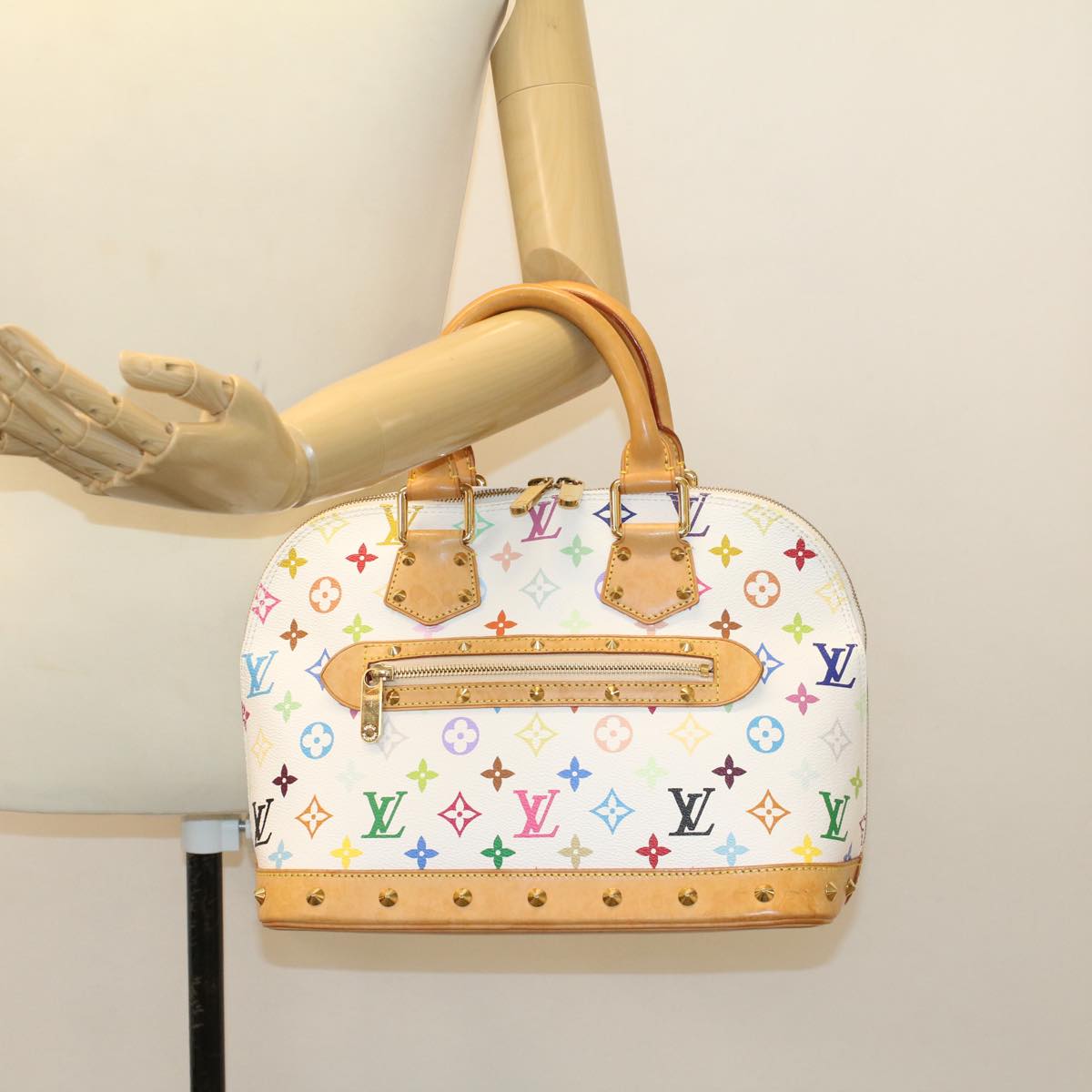 LOUIS VUITTON Monogram Multicolor Alma Hand Bag White M92647 LV Auth yk7673B