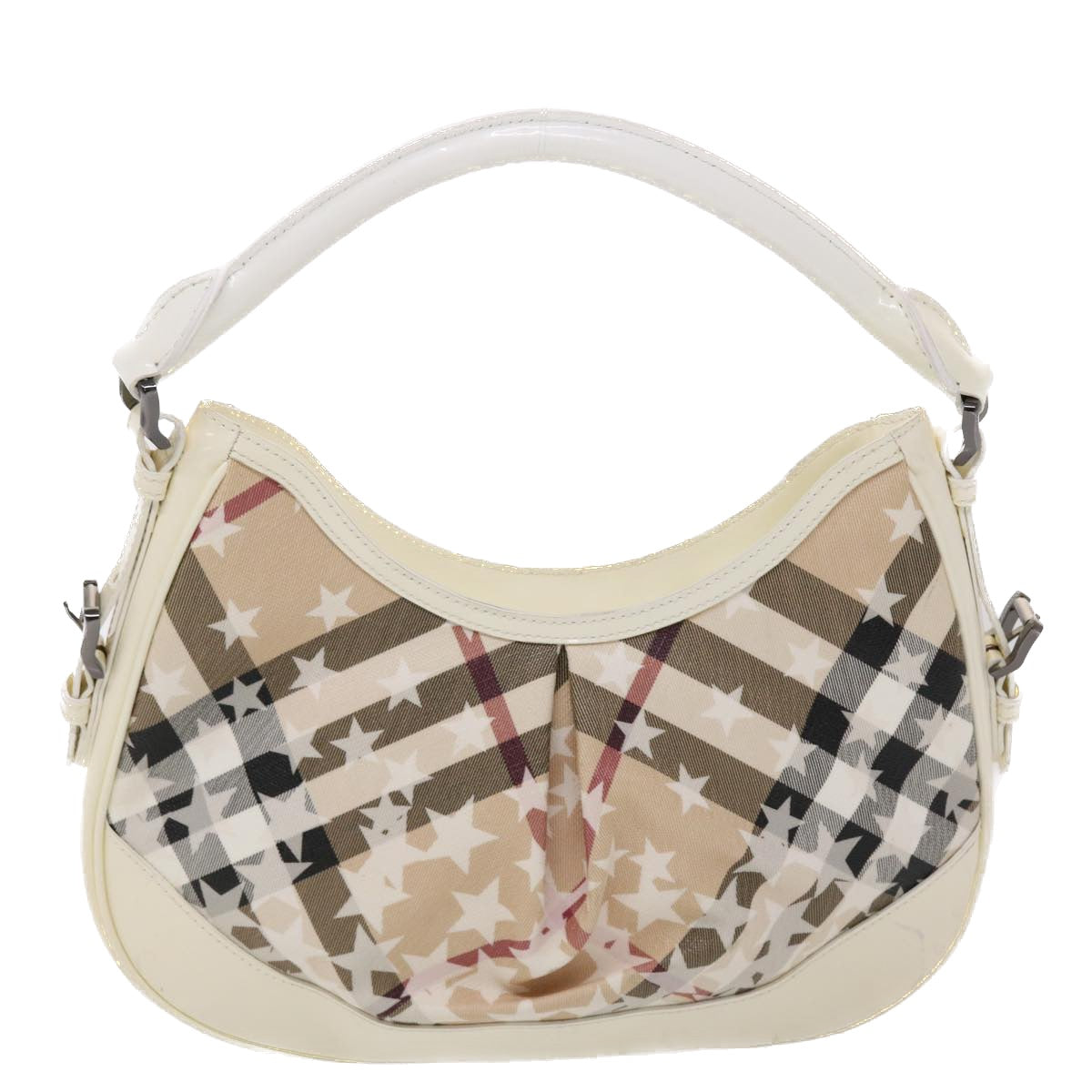 BURBERRY Nova Check Shoulder Bag PVC Leather Beige Auth yk7693B