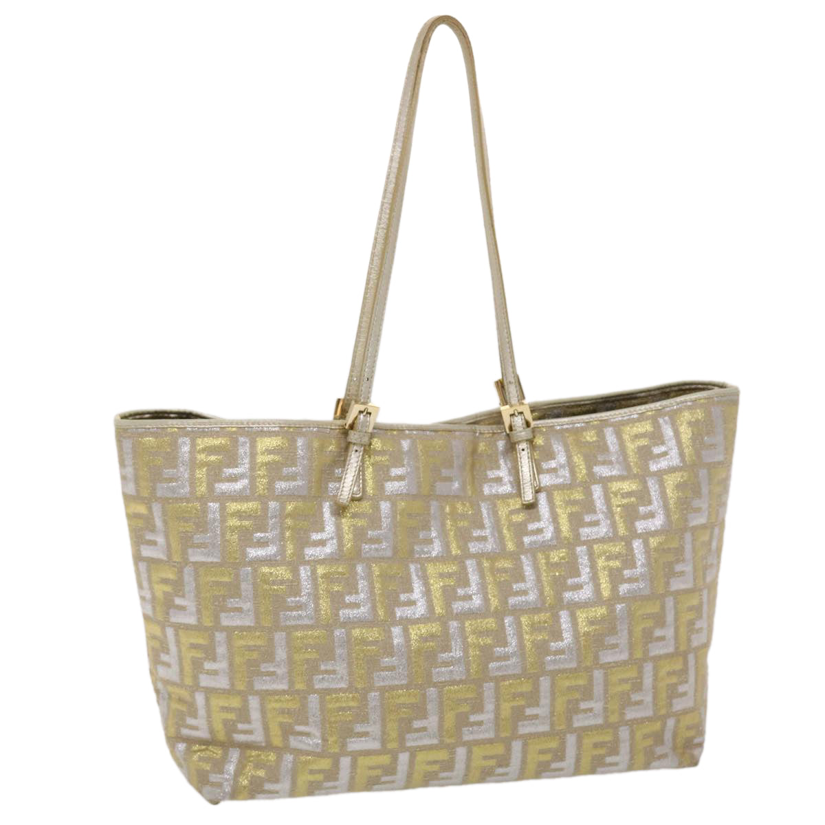 FENDI Zucca Canvas Tote Bag Gold Tone Auth yk7698B