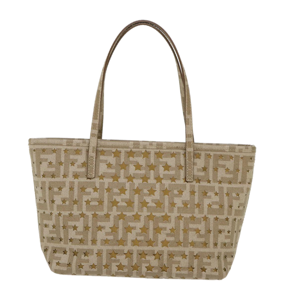 FENDI Zucca Canvas Star Tote Bag Gold Tone Auth yk7700B