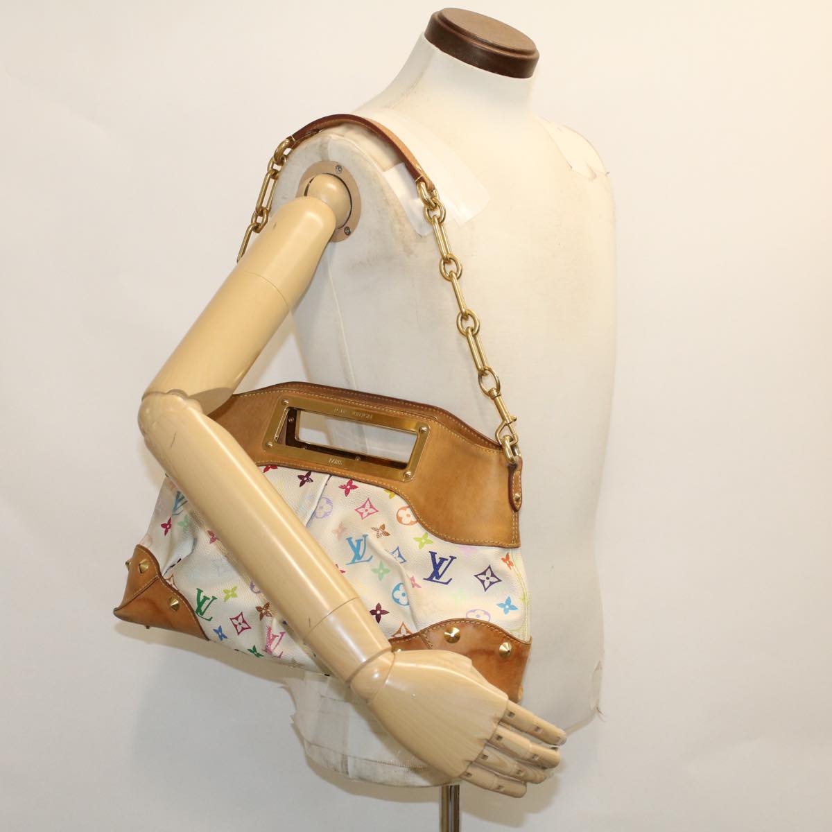 LOUIS VUITTON Monogram Multicolor Judy MM Hand Bag 2Way White M40255 LV yk7703B