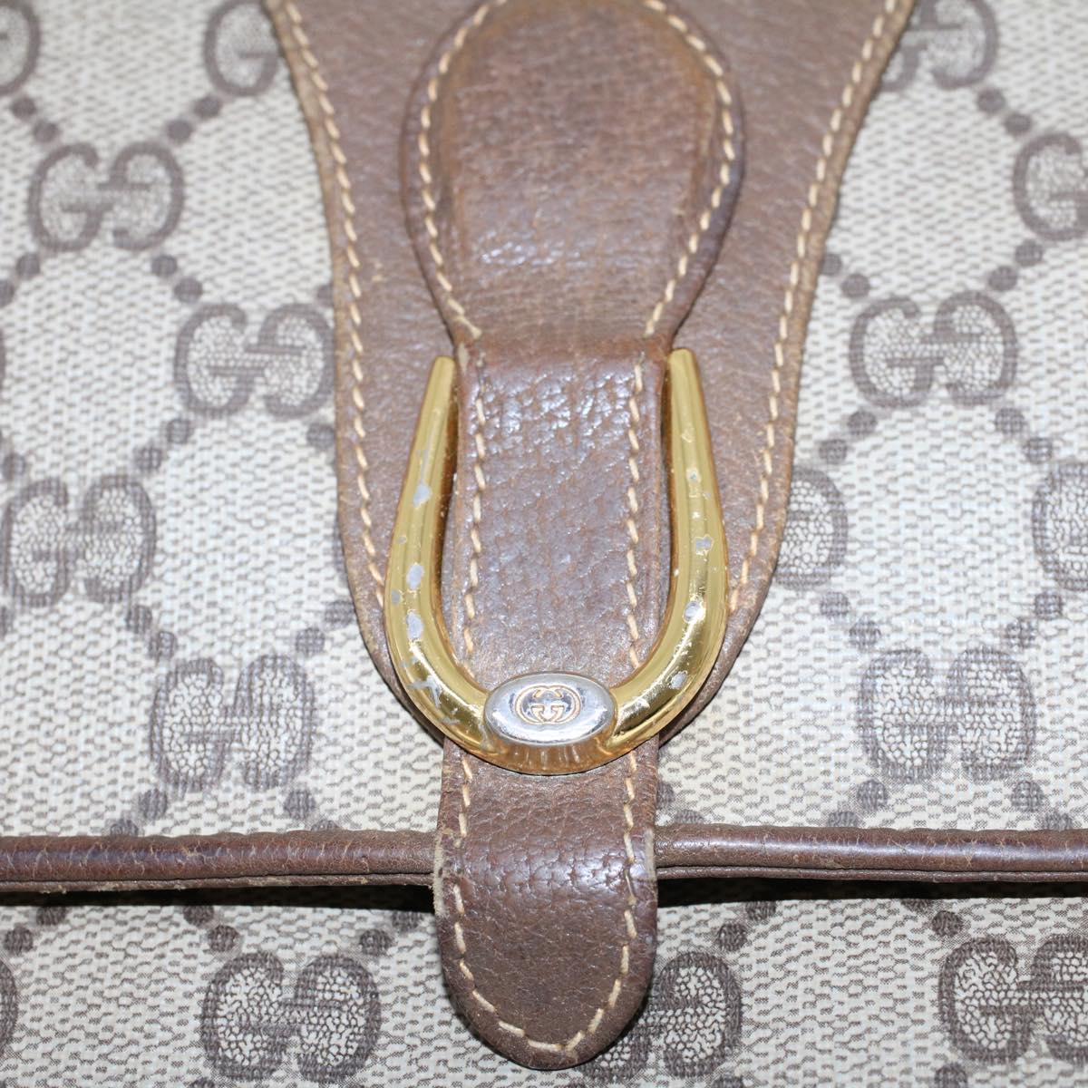 GUCCI GG Canvas Shoulder Bag PVC Leather Beige 904.02.050 Auth yk7719